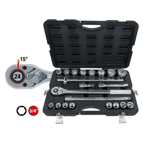 Kstools 911.0721 21-osainen 6-kulma Hylsysarja 3/4"