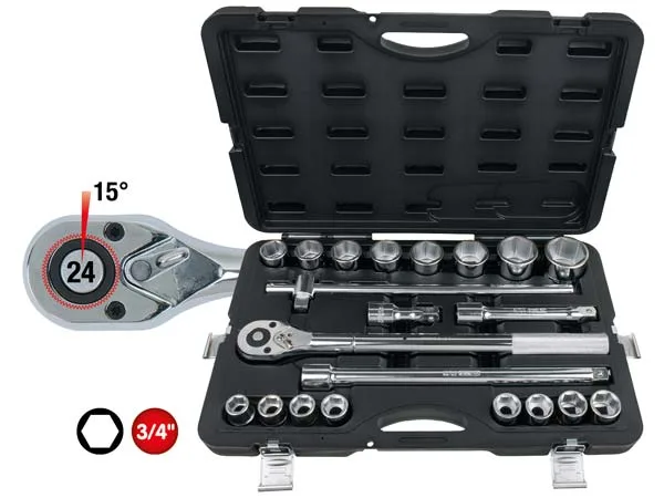 Kstools 911.0721 21-osainen 6-kulma Hylsysarja 3/4"