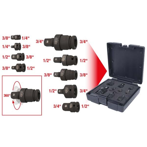 Kstools Voimanivelet ja adapterit 1/4" + 3/8" + 1/2" + 3/4", 515.0100
