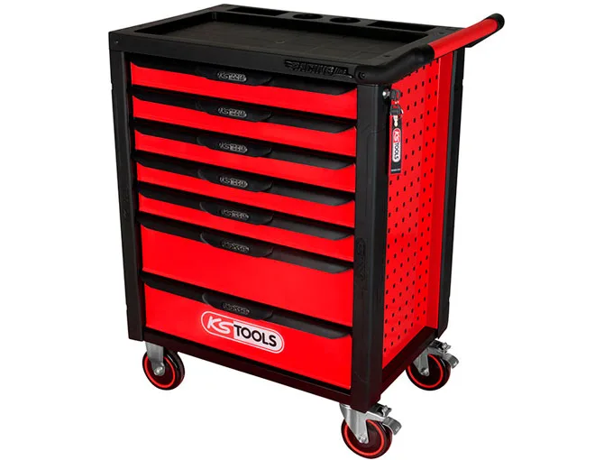 Kstools RACINGline MUSTA/PUNAINEN työkaluvaunu 7 vetolaatikolla  826.0007