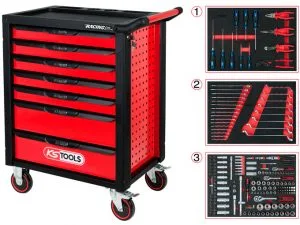 Kstools RACINGline työkaluvaunu 7 vetolaatikkoa 215-osainen työkalusarja 826.7215