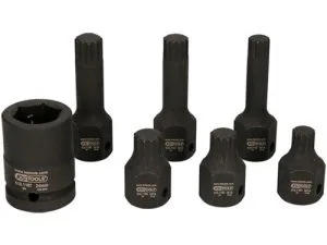 Kstools 7-osainen Erikoisvoimahylsysarja Monihammasruuveille XZN®, 1/2"pitkä 515.1160