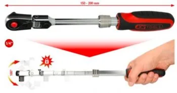 Kstools teleskooppiräikkä nivelellä 1/4", 72-hammasta.  914.1420