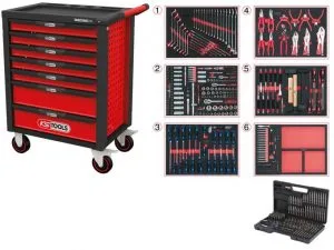 Kstools Racingline Työkaluvaunu 7 vetolaatikkoa ja 598-osainen työkalusarja 826.7598