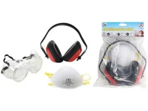 Kraftmann 3-osainen Suojavarustesetti: Kuulonsuojain, Hengityssuojain ja Suojalasit