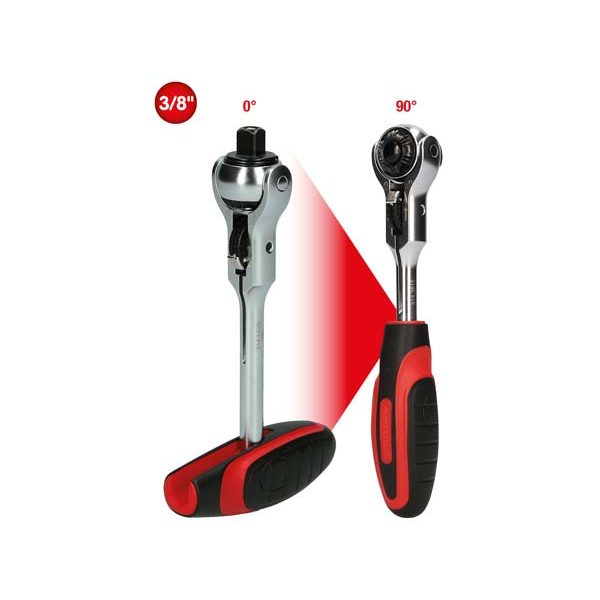 Kstools MODIFIX Mini T-kahva nivelpäinen räikkä 3/8", 72 hammasta 914.3815
