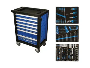 Työkaluvaunu sisältää 7 vetolaatikkoa ja 207 työkalua, BT153207