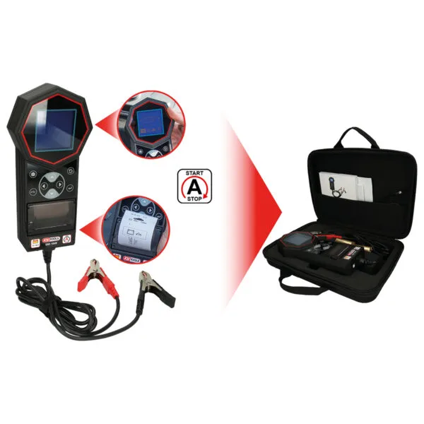 Kstools 550.1649 12 V/24 V digitaalinen akkutesteri tulostimella