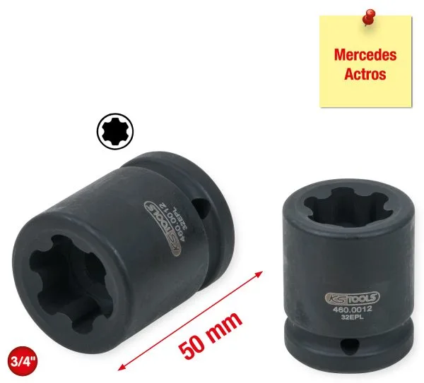 Kstools 460.0012 Torx-E-Plus-hylsy, Mercedes Actros, 32 EPL, pituus 50 mm