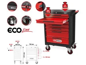 Kstools 897.0007 ECOline työkaluvaunu 7 vetolaatikolla