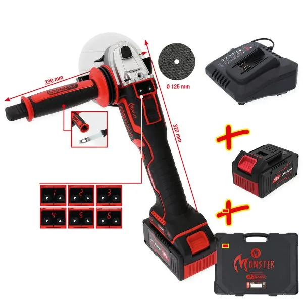 Kstools 515.6200-eMONSTER hiiliharjaton akkukäyttöinen kulmahiomakone - Image 2