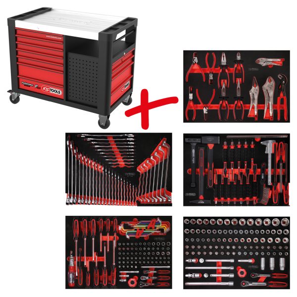 Kstools 835.5279 Performanceplus-työkaluvaunu P35, sis. 279 työkalua ja 13 vetolaatikkoa