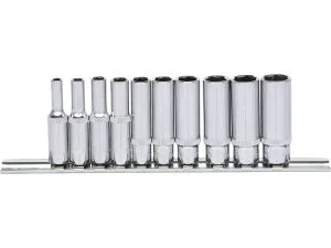 Kstools 918.0610 1/4" CHROMEplus-hylsysarja, pitkä, 10-os, 4-13 mm