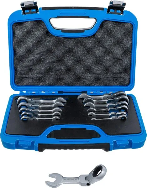 BGS-6543 Räikkälenkkiavainsarja lyhyet taivutettavat 8 - 19 mm, 12-os