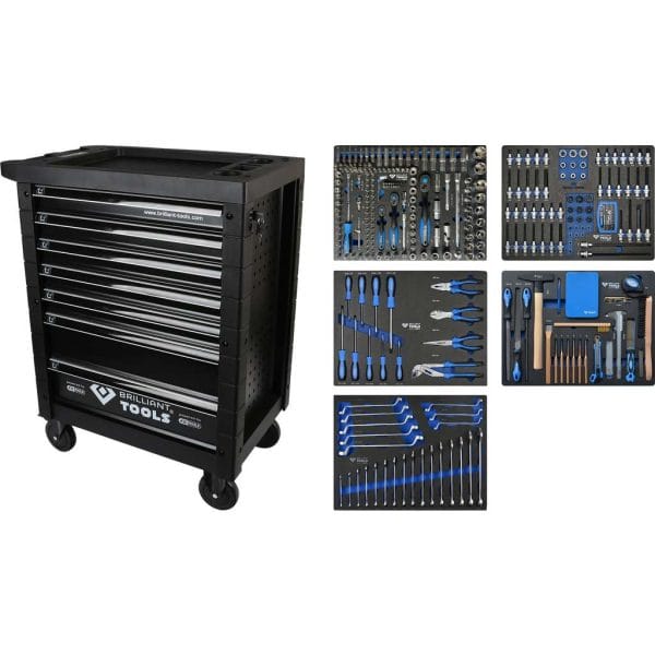 Brilliant tools BT153347 Työkaluvaunu sisältää 7 vetolaatikkoa ja 347 työkalua