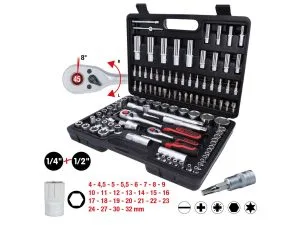 Kstools 911.0708 hylsysarja 1/4" + 1/2", 108-os