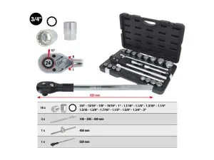 Kstools 911.0751 tuumakoon 3/4" hylsysarja 12-kulmainen