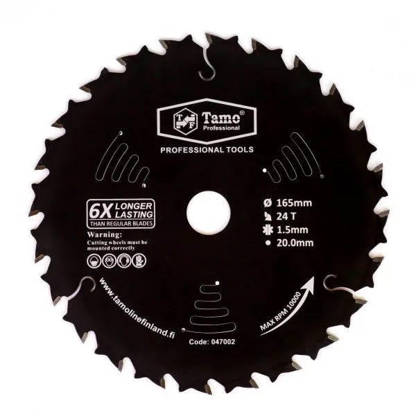 047002 Tamo Purku pyörösahanterä, naulaiselle puulle 165X24TX20mm