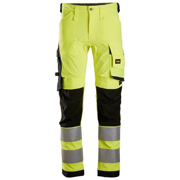 Snickers 6343 High-Vis joustavat housut luokka 2, Keltainen