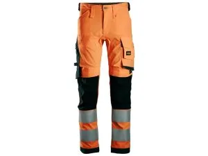 Snickers 6343 High-Vis joustavat housut luokka 2, Oranssi