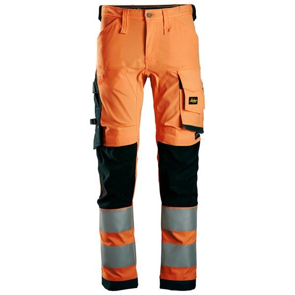 Snickers 6343 High-Vis joustavat housut luokka 2, Oranssi