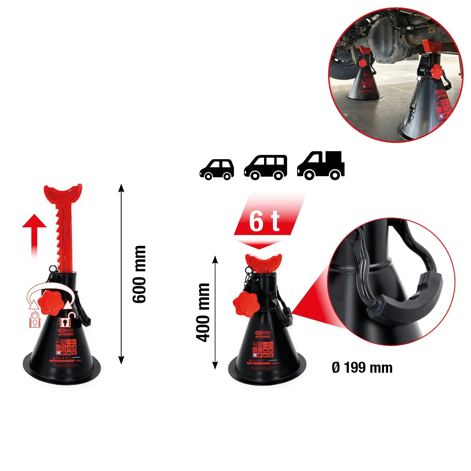 Kstools performance-alustapukki,3 t ja 6 t, pareittain