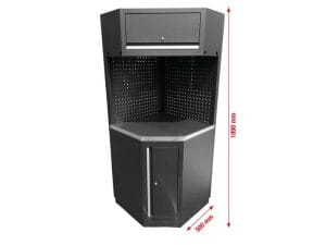 Kstools 866.6010 Korjaamokaappijärjestelmän kulmamoduuli, työtaso ruostumatonta terästä