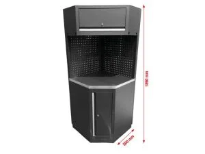 Kstools 866.6010 Korjaamokaappijärjestelmän kulmamoduuli, työtaso ruostumatonta terästä