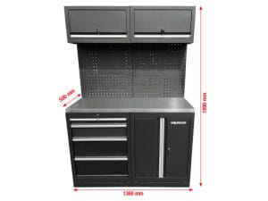 Kstools 866.6030 Korjaamokaappijärjestelmän laajennusmoduuli, työtaso ruostumatonta terästä