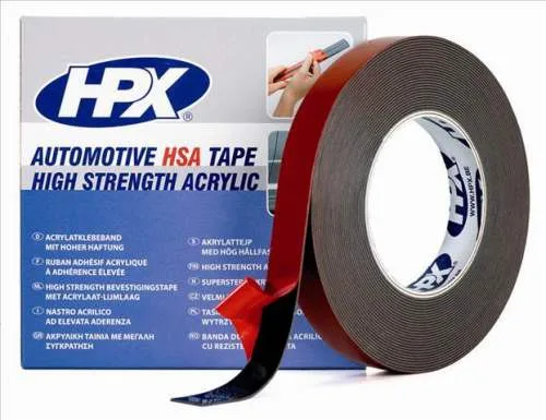 HPX kaksipuolinen teippi, musta 12mm x 10m