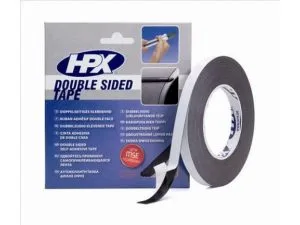 HPX kaksipuolinen listateippi, musta 12mm x 10m