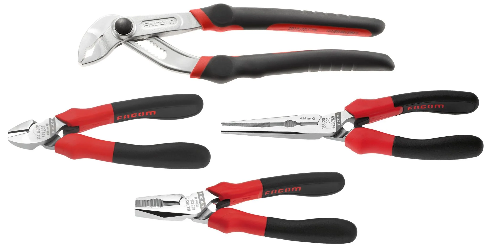 Sarja jossa 4 CPE-pihdit Facom CPE.4